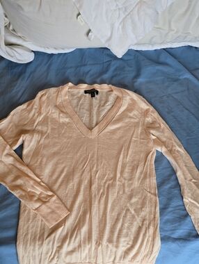 Banana Republic Pale Peach V-Neck Merino Top